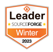 SourceForge Leader Winter 2023 badge with orange and white design.