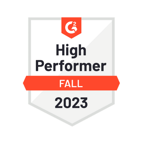 High Performer badge from G2 for Fall 2023.