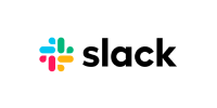 Slack logo featuring a multicolored octothorpe symbol next to the word "slack" in lowercase black letters.