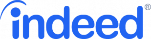 Indeed logo in blue lowercase letters with a registered trademark symbol.